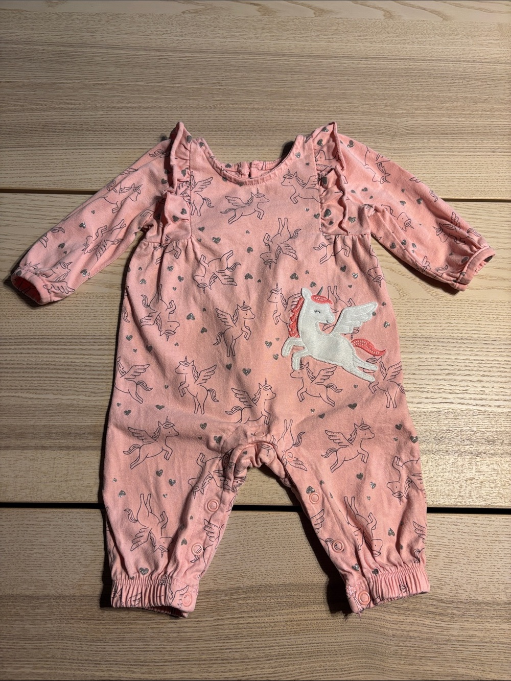 Carter's Pink Unicorn Appliqué One-Piece Footie